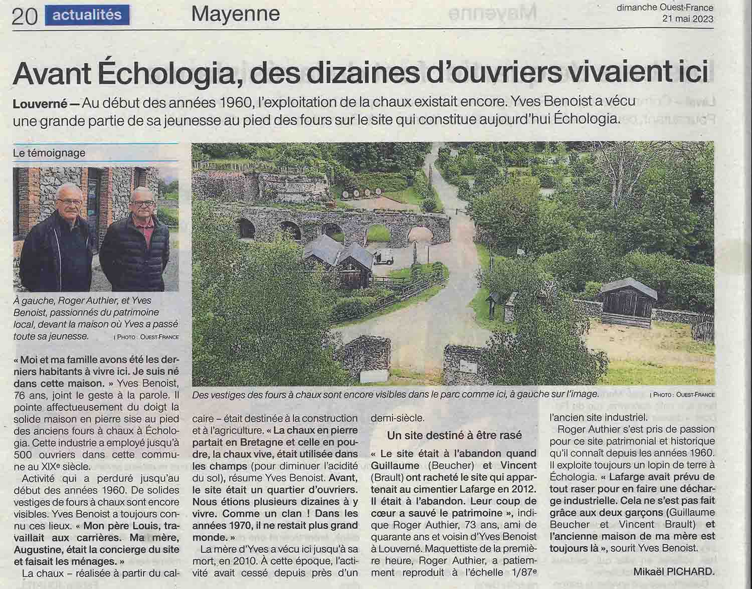 Roger et Yves   Patrimoine Echologia   Article OF du 21 02 2023